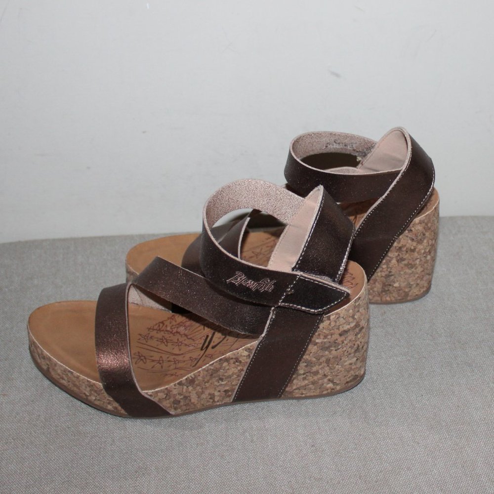 11a BLOWFISH MALIBU WEDGE PLATFORM SANDALS - 10 - BRONZE - Picture 3 of 8